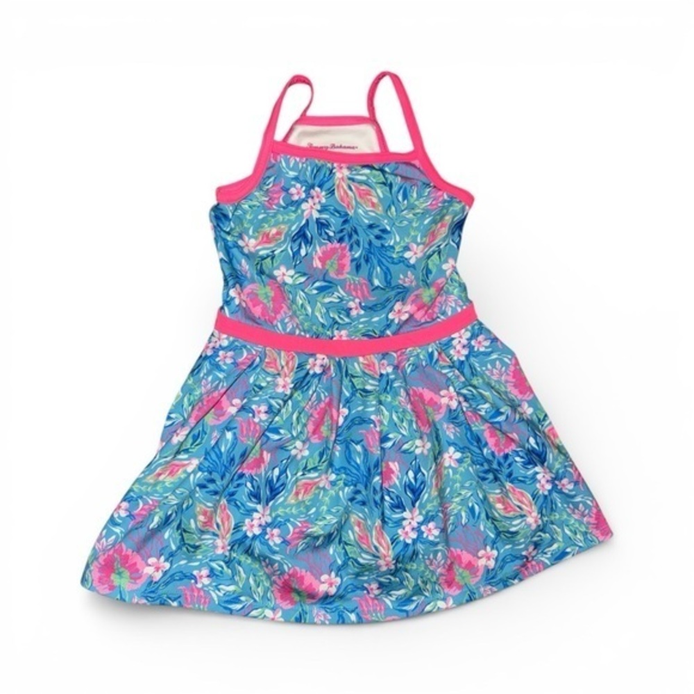 Tommy Bahama Active Kids Size 2-3 Years  Pink Trim Tropical Floral Sporty Dress